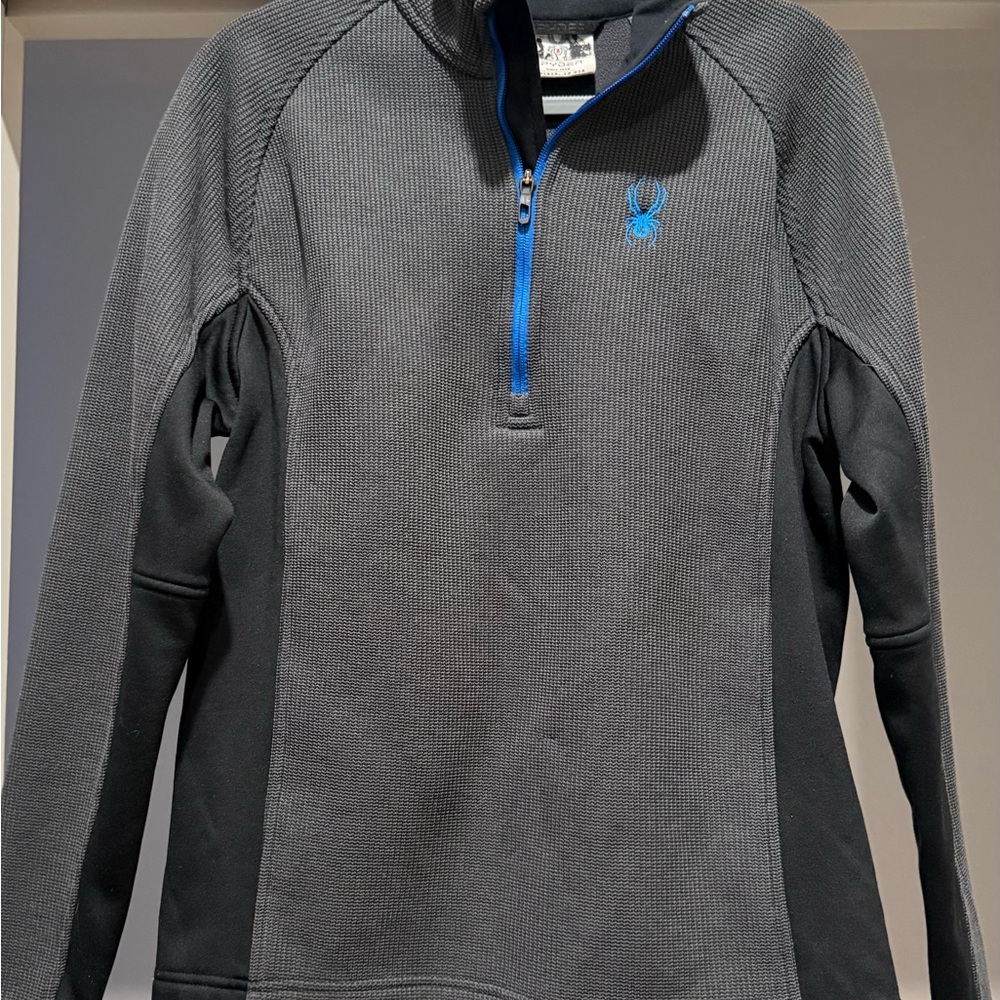 Spyder Men's Charcoal and Black Zip-Up Sweater